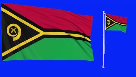 Greenscreen-Schwenkt-Vanuatu-Flagge-Oder-Fahnenmast